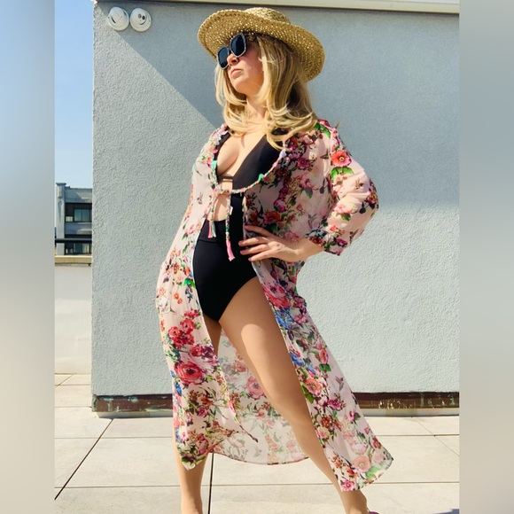 🚢ITALIAN Anna Sassatelli Duster Vintage Floral Design Italy - Picture 8 of 16